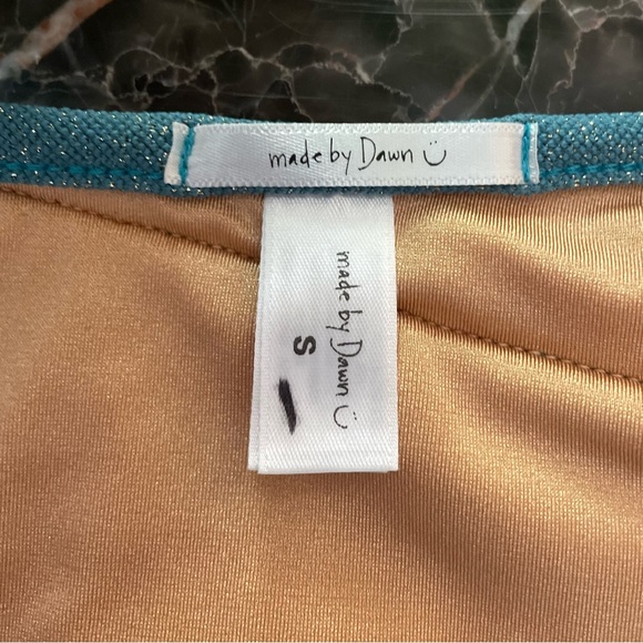 Free People Solid White Bikini Bottom Size S M L Blue Sparkle Rib High Waist - Picture 7 of 11